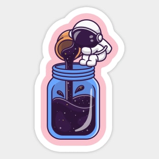 Cute Astronaut Fill In Jar Cartoon Sticker